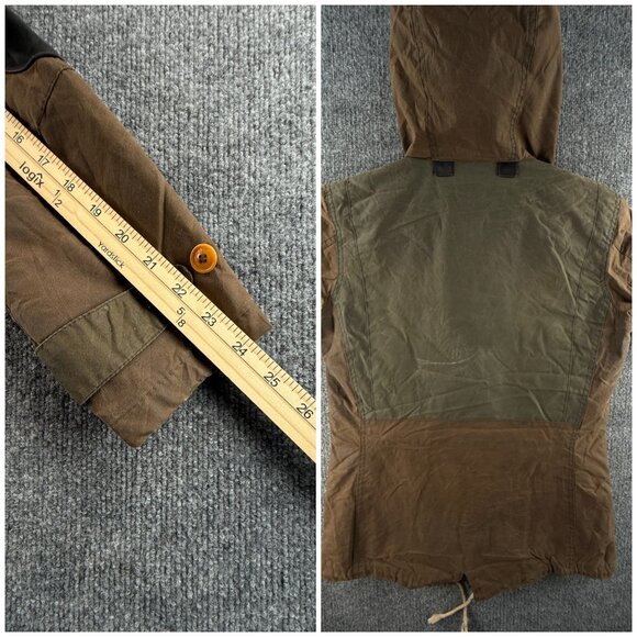 Barbour GAME PARKA Waxed Jacket Fleece Lined Small Brown Green Hooded Winter - Picture 14 of 16